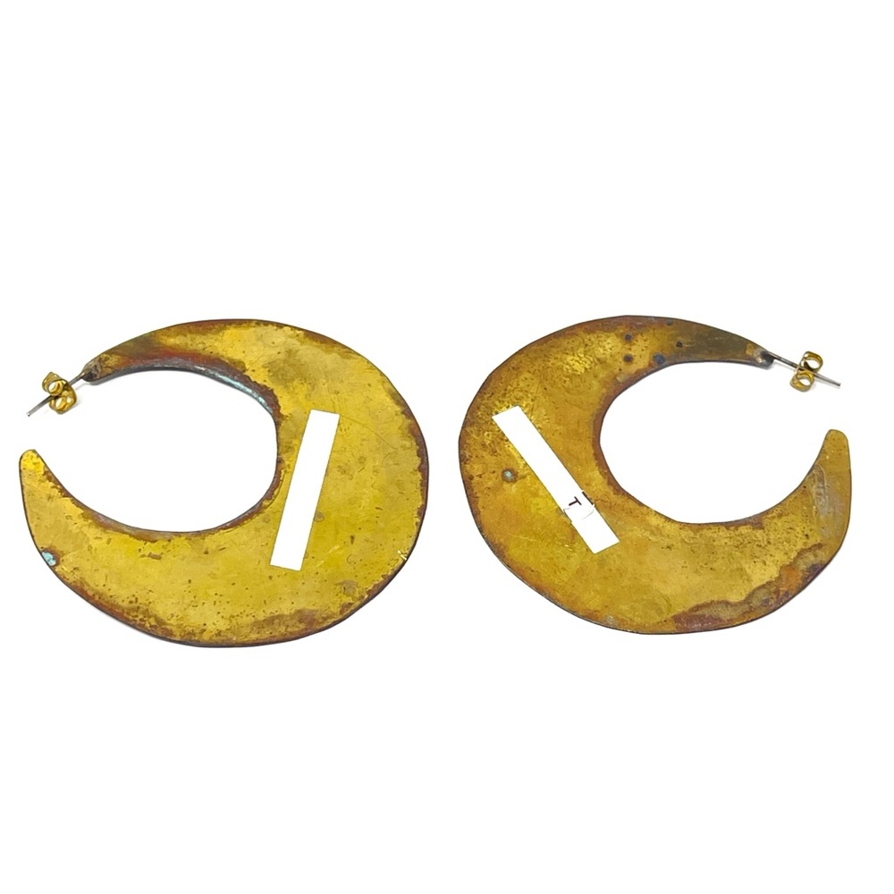New Anthropologie Sibilia Blue Patina Crescent Moon Earrings - Picture 5 of 5